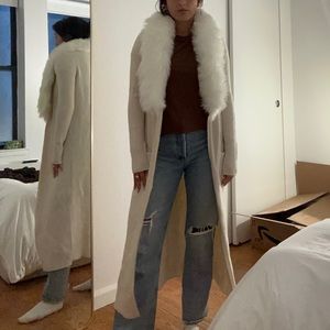 Show Me Your Mumu white cardigan with fur lapel